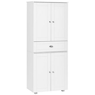 Modern Tall Cupboard Organizer With Adjustable Shelf Options And Elevated Base