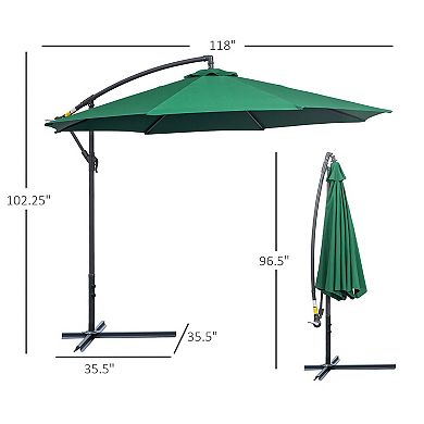 Outsunny Outdoor Crank Umbrella Sun Protection Shade Canopy w/ Stable Base