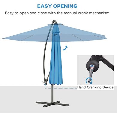 Outsunny Outdoor Crank Umbrella Sun Protection Shade Canopy w/ Stable Base