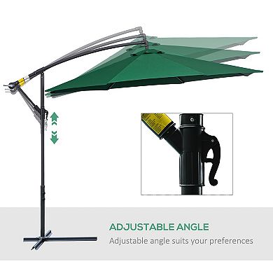 Outsunny Outdoor Crank Umbrella Sun Protection Shade Canopy w/ Stable Base