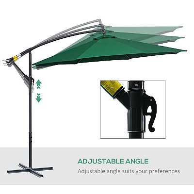 custom offset patio umbrellas HOMSHADE 10ft Patio Umbrella, Offset Cantilever Design, Waterproof Fabric  and Base, Solar Lights, Blue
