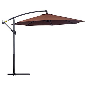 Outsunny Outdoor Crank Umbrella Deck Sun Protection Shade Canopy w/ Stable Base