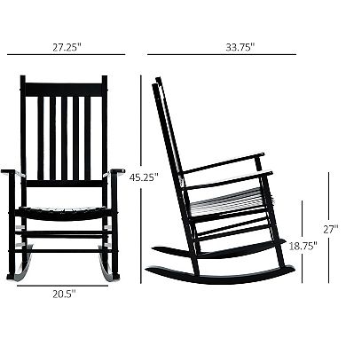 Wood Rocking Chair, Indoor / Outdoor Wooden Porch Rocker, Rustic Black