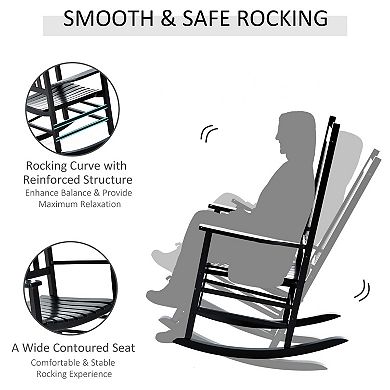 Wood Rocking Chair, Indoor / Outdoor Wooden Porch Rocker, Rustic Black