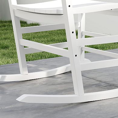Outsunny Outdoor Rocking Chair, High Back Wooden Rocker, Slatted