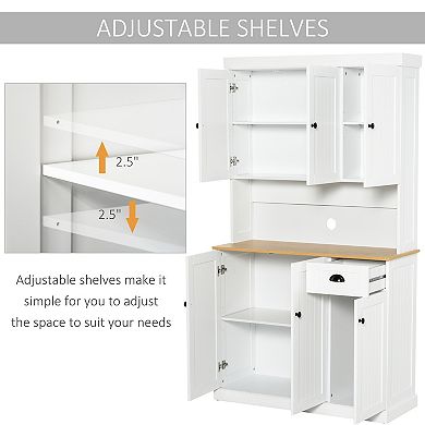Homcom 71" Buffet With Hutch, Kitchen Pantry Storage Cabinet With Drawer