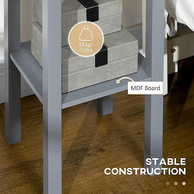 HOMCOM 29inch 2-Tier Side Table with Drawer Shelf, End Table for Living Room