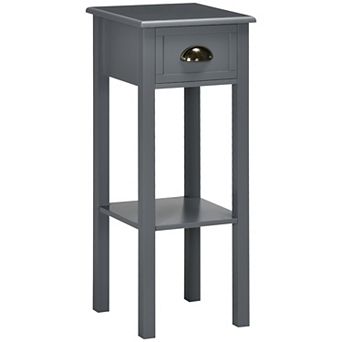 HOMCOM 29inch 2 tier Side Table with Drawer Shelf, End Table for Living Room