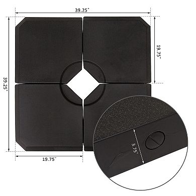 4 Pieces Umbrella Base Parasol Stand For Cantilever Umbrella Black