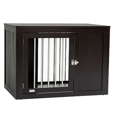 Furniture Style Dog Crate End Table Kennel, W/ Double Doors For Medium Dogs