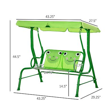 Outsunny Outdoor Hanging Bench for Kids with Adjustable Roof,