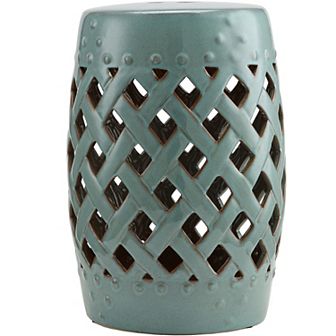 Porcelain Stoneware 13" Plant Stand / Side Table / Seat W/ Decorate Design
