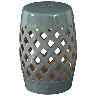 Porcelain Stoneware 13" Plant Stand / Side Table / Seat W/ Decorate Design