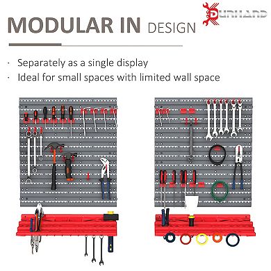 DURHAND 54 Piece Pegboard and Shelf Tool Organizer Wall Mounted Garage Storage