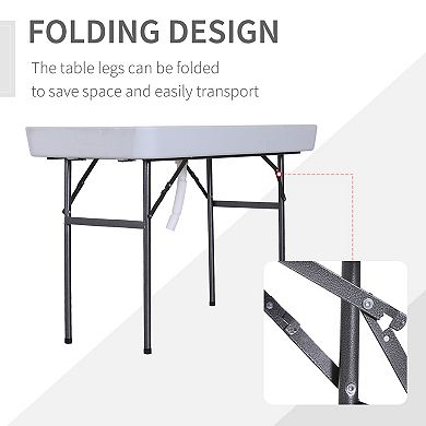 Folding Table Fish Fillet Camping Picnic Outdoor Gardening Table W/ Sink