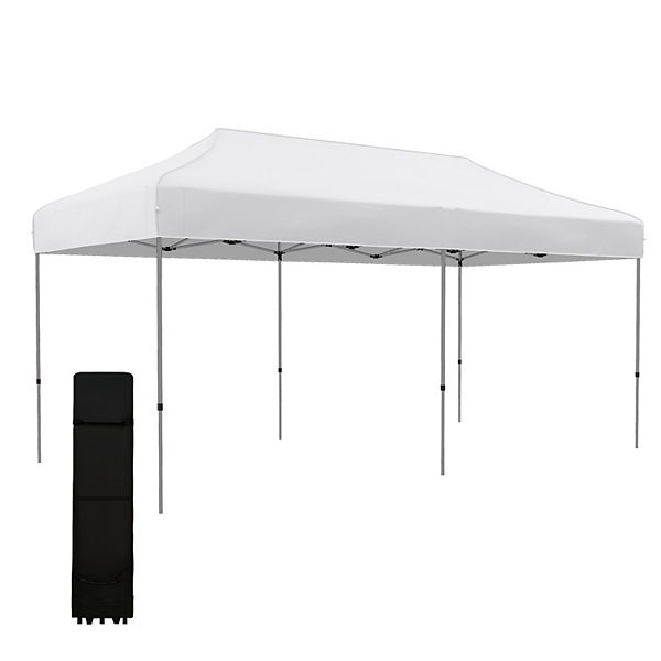 10' X 20' Heavy Duty Cathedral Top Pop-up Canopy Tent W/ Carrying Bag, Grey - White