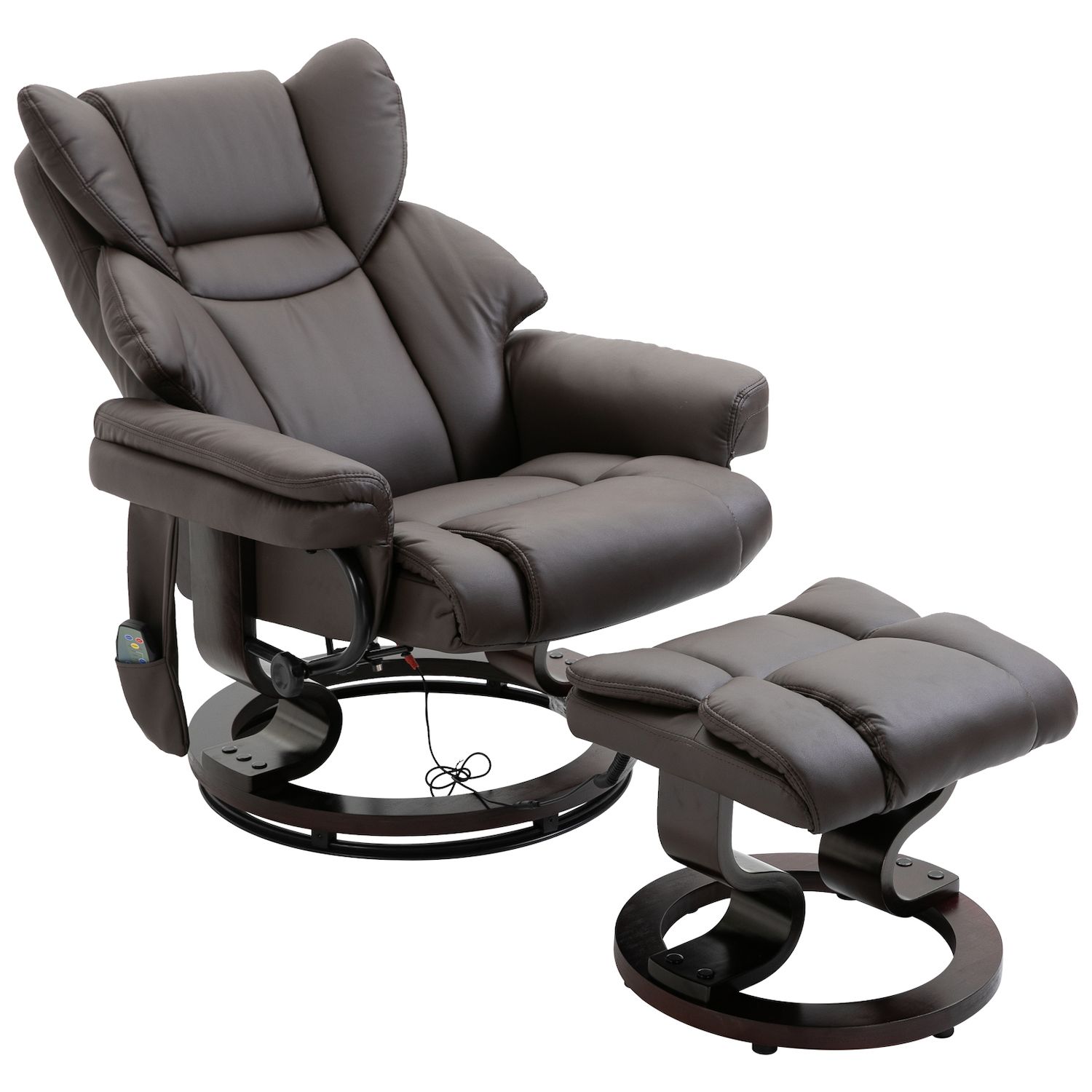 Vinsetto Microfibre Vibration Massage Office Chair, Heated Reclining Computer Chair with Footrest - Cream White