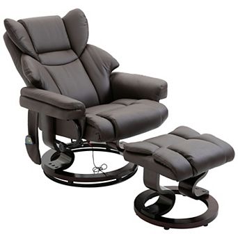 Massage Sofa Recliner Chair With Footrest 10 Vibration Point Faux Pu Leather