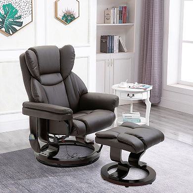 Massage Sofa Recliner Chair With Footrest 10 Vibration Point Faux Pu Leather