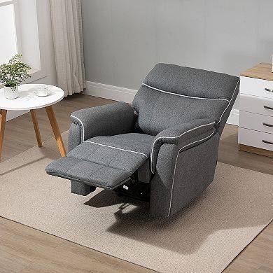 HOMCOM Manual Recliner Chair Armchair Sofa with Footrest Padded Armrest for Living Room Bedroom Grey
