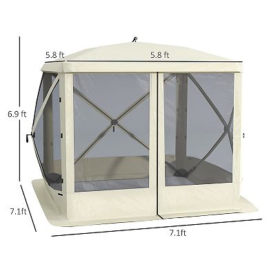 85" X 85" Portable Backyard Gazebo W/ Ground Stakes Guy Ropes & Carry Bag, Green