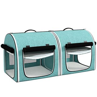 PawHut 39inch Portable Soft 2 Sided Pet Cat Carrier w/ Divider