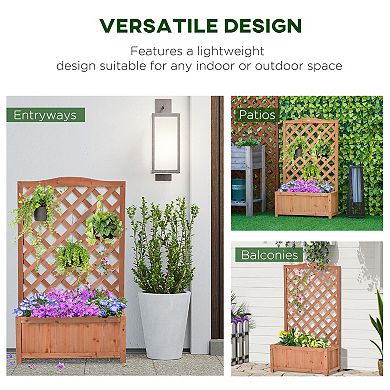 Outsunny 46" Wooden Raised Garden Bed with Trellis for Vegetables