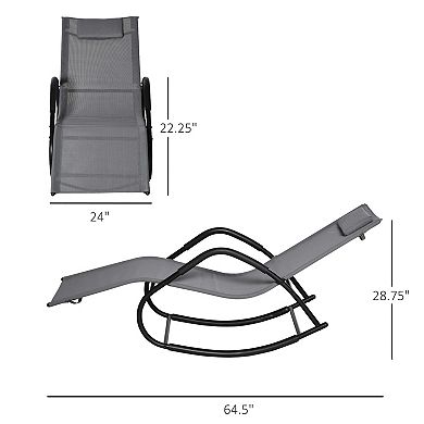 Outsunny Garden Rocking Sun Lounger Outdoor Zero gravity Reclining Rocker Lounge Chair for Patio Deck Poolside Sunbathing Black