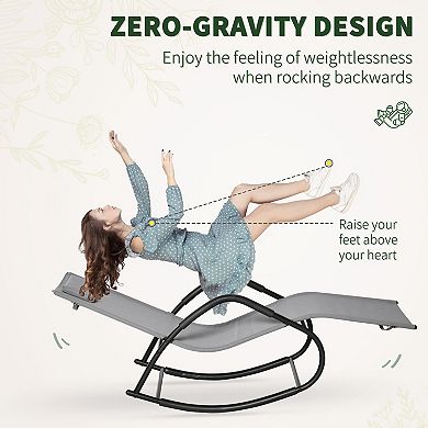 Outsunny Garden Rocking Sun Lounger Outdoor Zero gravity Reclining Rocker Lounge Chair for Patio Deck Poolside Sunbathing Black