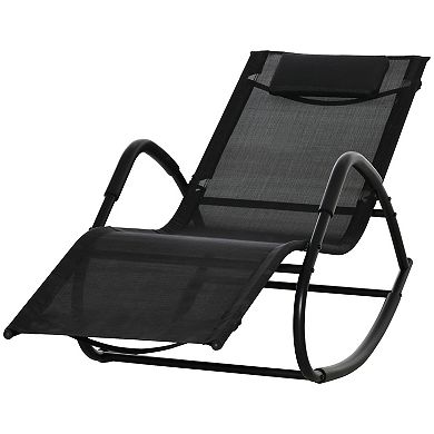 Outsunny Garden Rocking Sun Lounger Outdoor Zero gravity Reclining Rocker Lounge Chair for Patio Deck Poolside Sunbathing Black