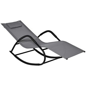 Outdoor Zero Gravity Rocking Chair, Weather Resistant, Sunbathing, Pillow