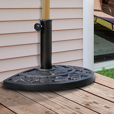 Outsunny 20lbs Half Round Patio Umbrella Base Outdoor Decorative Resin Parasol Stand Holder for 1" 1.9" Pole for Lawn Deck Backyard Garden Bronze