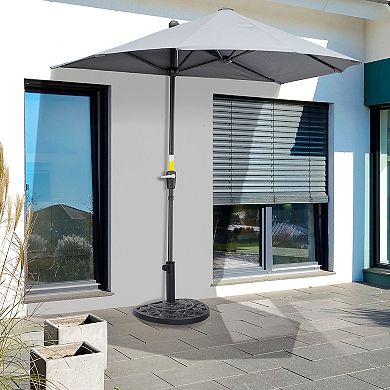 Outsunny 20lbs Half Round Patio Umbrella Base Outdoor Decorative Resin Parasol Stand Holder for 1" 1.9" Pole for Lawn Deck Backyard Garden Bronze