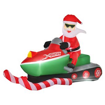 Santa Claus Driving Snowmobile Christmas Outdoor Automatic Yard Led Inflatable