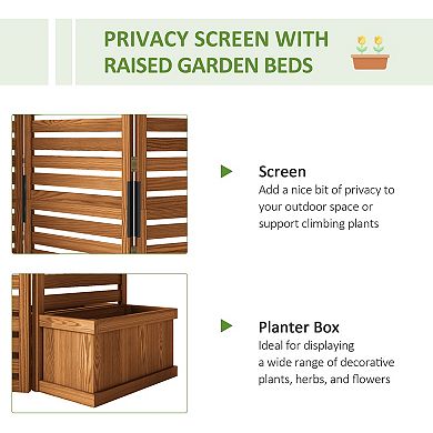 Outsunny Privacy Screen w/ Planter Box, 4 Raised Beds, Drainage Hole