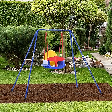 Outsunny Metal  Toddler Swing Set with Baby Seat Harness Backyard Playground Outdoor 
Garden Playset for Kid Age 3 36 Months