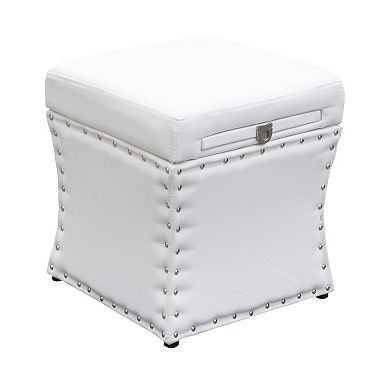 HOMCOM Modern Faux Leather Upholstered Rectangular Ottoman Footrest with Padded Foam Seat and Plastic Legs Bright White