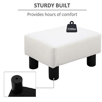 Modern Small Ottoman Footrest PU Leather Footstool Rectangular Seat Stool