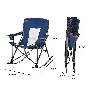 Outsunny Outdoor Folding Beach Camping Chair with Strong Steel Legs Side Cup Holder and Durable Oxford Fabric Blue