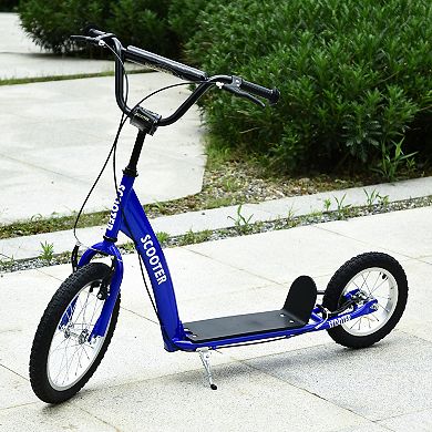 Aosom Youth Scooter Kick Scooter for Kids 5+ with Adjustable Handlebar Front and Rear Dual Brakes Inflatable Wheels Green