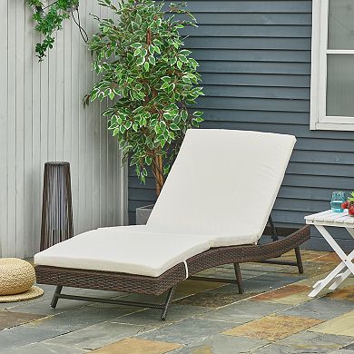 Outsunny 5 Position Adjustable Outdoor PE Rattan Wicker Chaise Patio Louge Chair   Brown / Cream