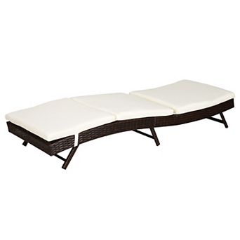 Outsunny Patio Rattan Lounge Chair, Cushioned, Adjustable Backrest, Cream