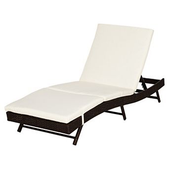 Patio Adjustable Rattan Wicker Chaise Lounge Chair Cushioned Outdoor Furniture