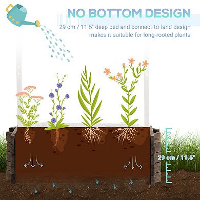 Outsunny Wooden Wishing Well Raised Garden Bed, Flower Planter