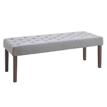 HOMCOM Simple Tufted Upholstered Ottoman Accent Bench with Soft Comfortable Cushion and Fashionable Modern Design Grey