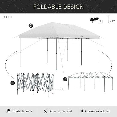 Outsunny 10ft x 19' Pop Up Canopy Event Party Tent with Bag, Off-White