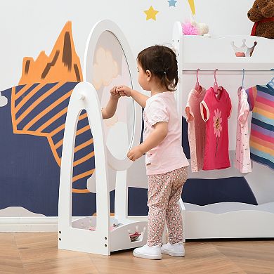 Standing Children's Vanity For Make-up And Dress-up, Includes Storage Shelf
