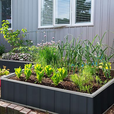 Metal Raised Garden Bed No Bottom Planter Box W/ Gloves For Backyard, Patio