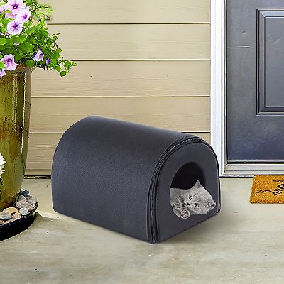 PawHut Dome Heated Cat House Portable and Waterproof Pet Shelter