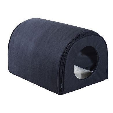 PawHut Dome Heated Cat House Portable and Waterproof Pet Shelter for Kitty in Winter Black